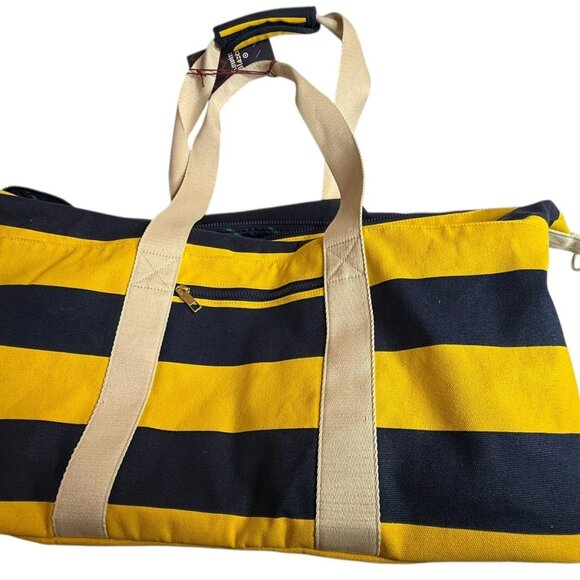 NEW!! Rowing Blazers Target Rugby Stripe Preppy Weekender Yellow Blue Duffel Bag - Picture 9 of 16